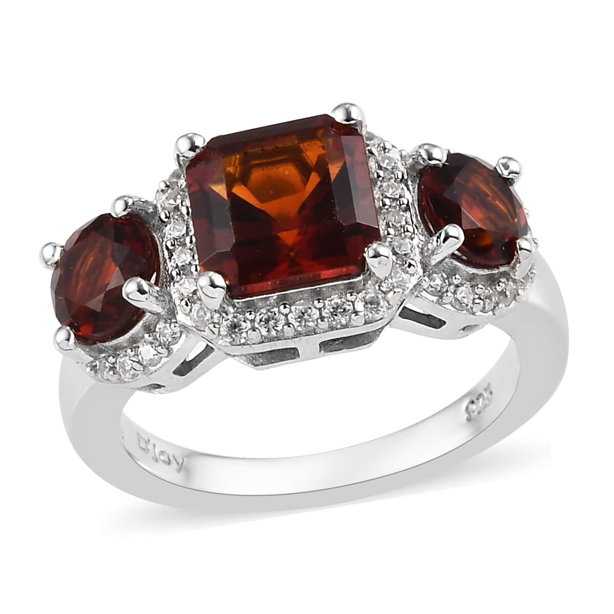 Brazilian Red Citrine and Zircon Ring in Platinum Over Sterling Silver (Size 6.0) 3.00 ctw image number 0