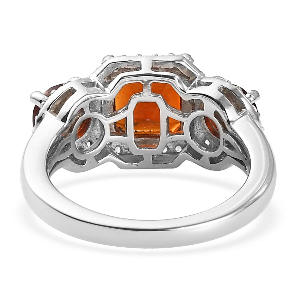Brazilian Red Citrine and Zircon Ring in Platinum Over Sterling Silver (Size 6.0) 3.00 ctw image number 4