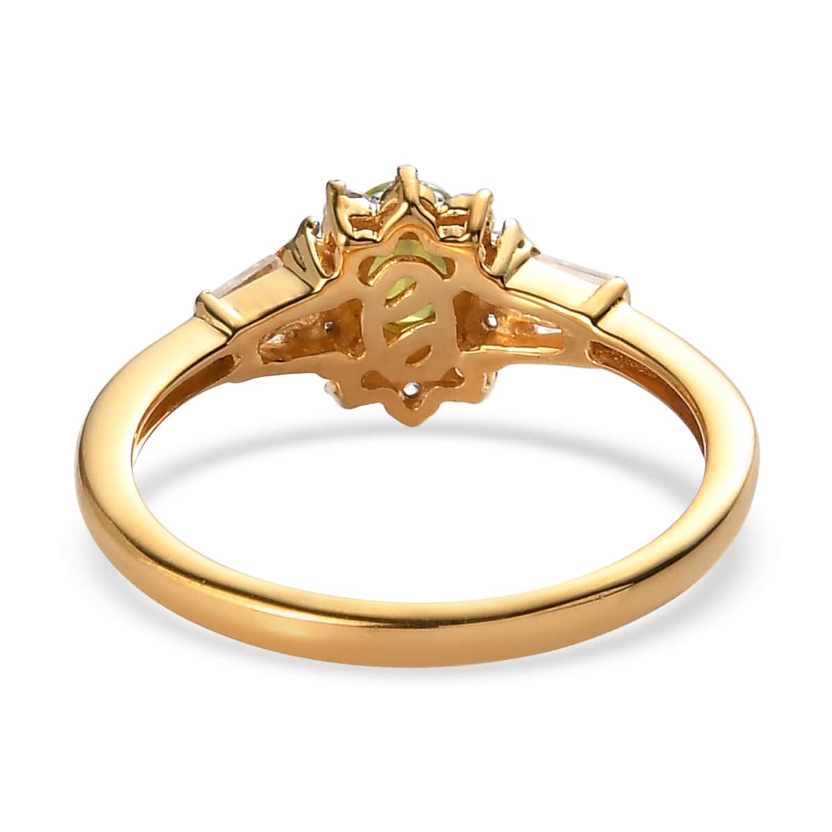 AAA Sava Sphene and White Zircon Sunburst Ring in Vermeil Yellow Gold Over Sterling Silver (Size 10.0) 1.00 ctw image number 4