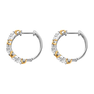 Moissanite Hoop Earrings in 14K YG and Platinum Over Sterling Silver 1.30 ctw