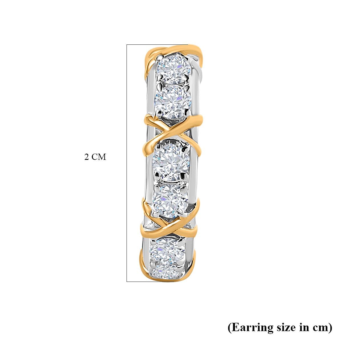 Moissanite Hoop Earrings in 14K YG and Platinum Over Sterling Silver 1.30 ctw