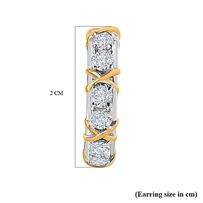 Moissanite Hoop Earrings in 14K YG and Platinum Over Sterling Silver 1.30 ctw