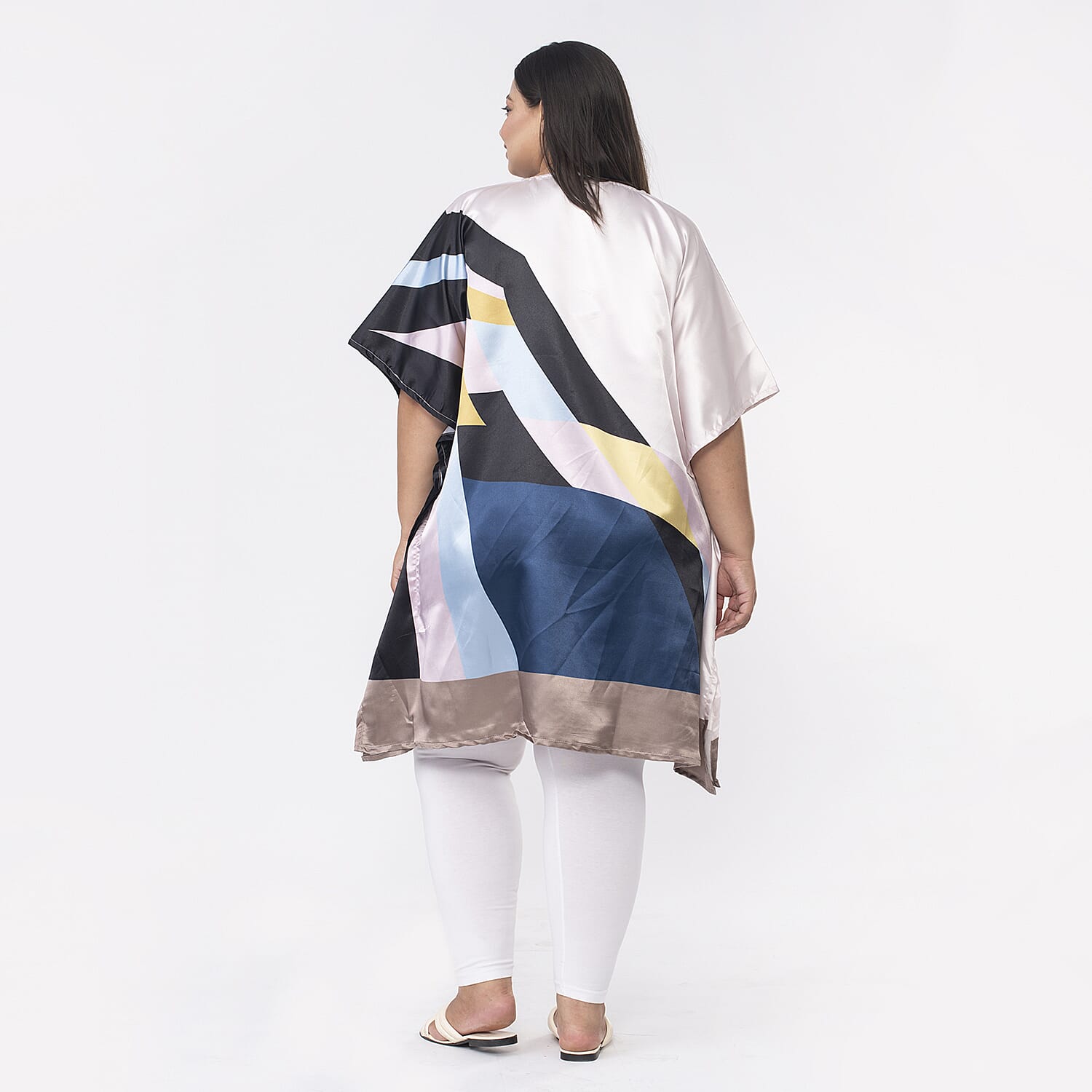 Tamsy Multi Color Abstract Printed Short Kaftan - One Size Fits Most