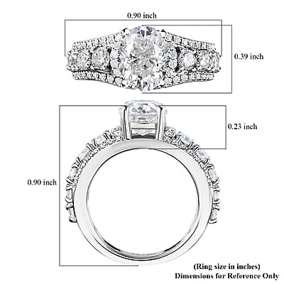 Moissanite Ring, Sterling Silver Ring, Fashion Ring For Women, Jewelry For Her (Size 10.0) 3.25 ctw