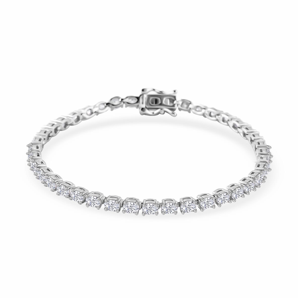 Moissanite Tennis Bracelet in Rhodium Over Sterling Silver (6.50 In) 5.85 ctw image number 0