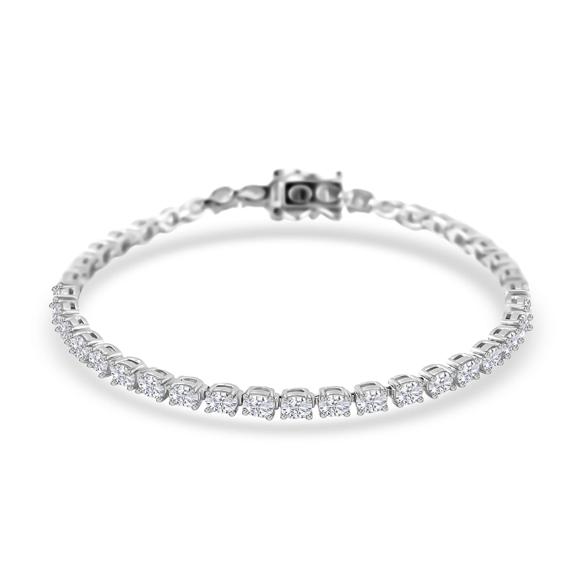 Moissanite 7.65 ctw Tennis Bracelet in Rhodium Over Sterling Silver (8.00 In) image number 0