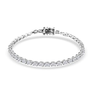 Moissanite 7.65 ctw Tennis Bracelet in Rhodium Over Sterling Silver (8.00 In)