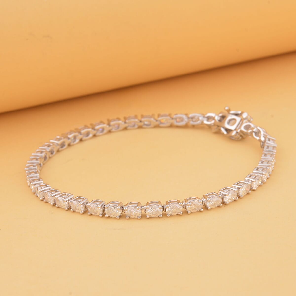 Moissanite 7.65 ctw Tennis Bracelet in Rhodium Over Sterling Silver (8.00 In) image number 1