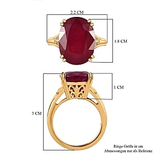 Niassa Ruby (FF) and Moissanite 15.09 ctw Solitaire Ring in Vermeil Yellow Gold Over Sterling Silver (Size 10.0)