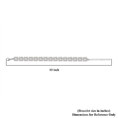 White Glass and Austrian Crystal Tennis Bracelet in Silvertone (7-9In)