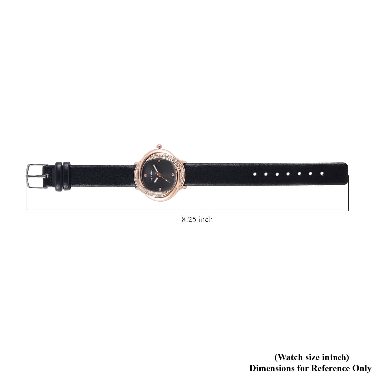 Strada Austrian Crystal Japanese Movement Watch with Red Faux Leather Strap (25.40mm) (6.0-7.5 Inches)