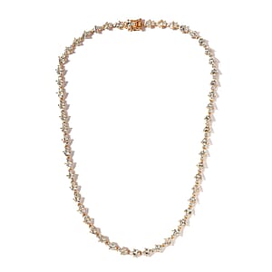 Mexican Hyalite Opal and Moissanite Tennis Necklace 18 Inches in Vermeil Yellow Gold Over Sterling Silver with Free Flash Light 20.00 ctw