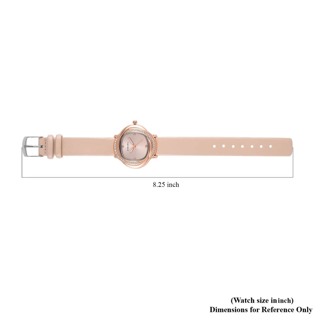 Strada Austrian Crystal Japanese Movement Watch with Light Apricot Faux Leather Strap (25.40mm) (6.0-7.5 Inches) image number 6