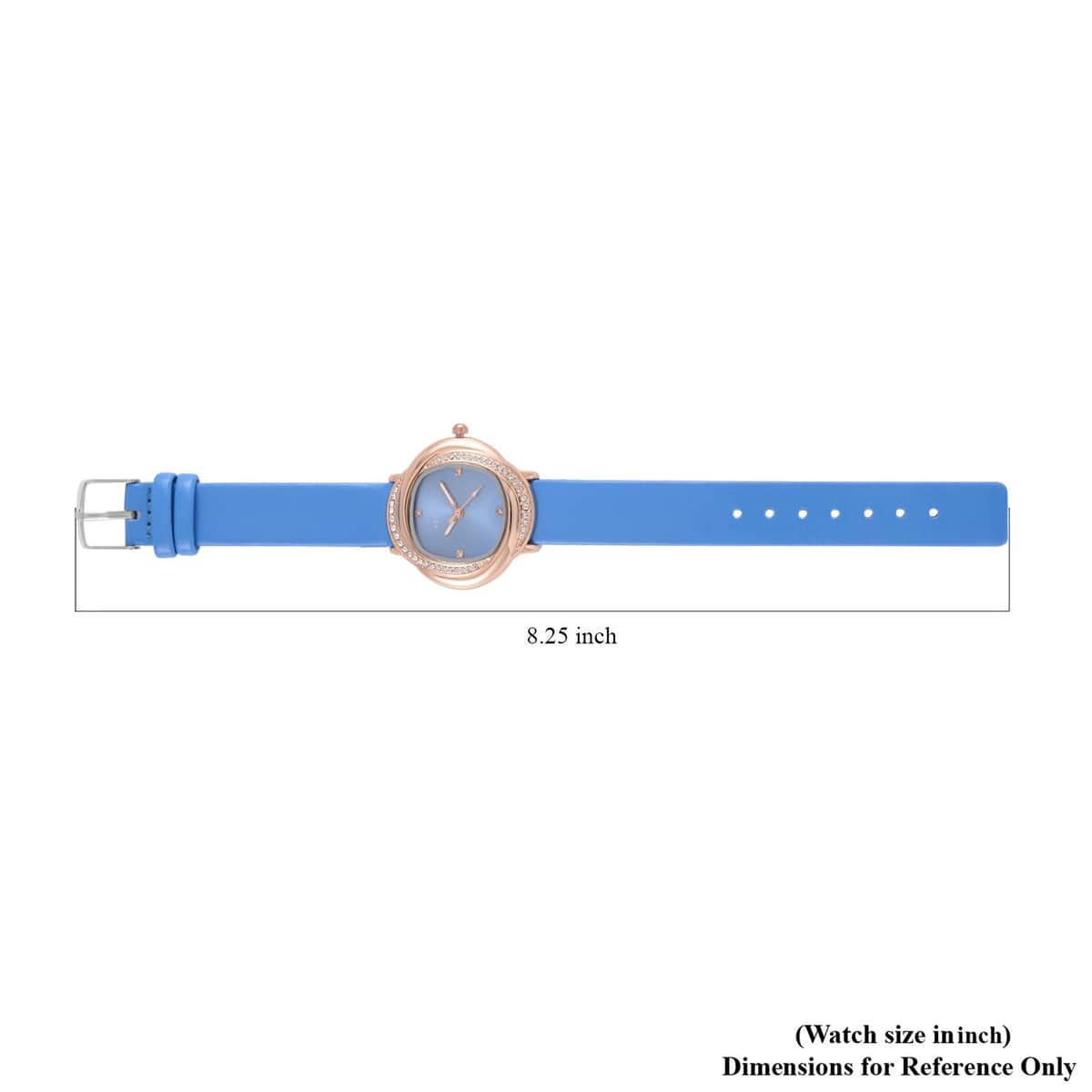 Strada Austrian Crystal Japanese Movement Watch with Blue Faux Leather Strap (25.40mm) (6.0-7.5 Inches) image number 6