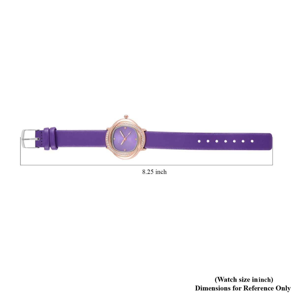 Strada Austrian Crystal Japanese Movement Watch with Purple Faux Leather Strap (25.40mm) (6.0-7.5 Inches) image number 6