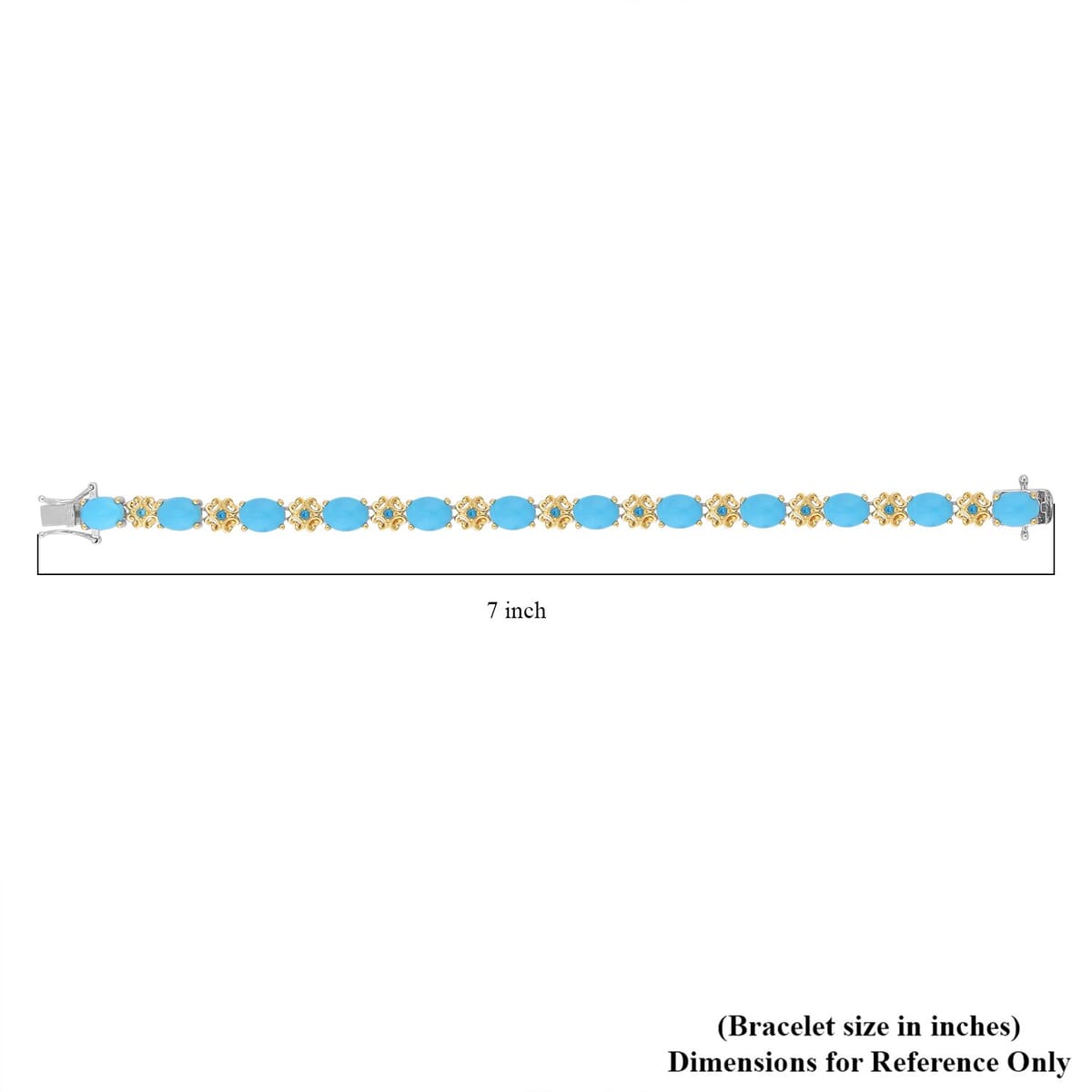 American Natural Sleeping Beauty Turquoise and Malgache Neon Apatite Bracelet in 14K YG and Rhodium Over Sterling Silver (6.50 In) 9 Grams 12.15 ctw image number 4