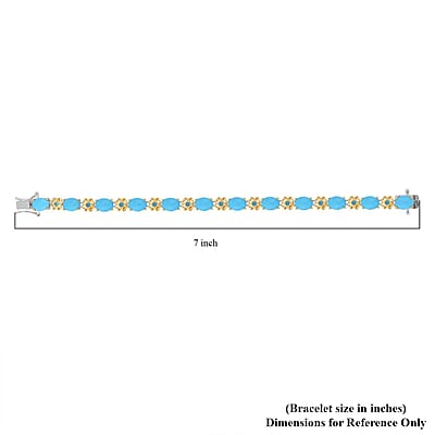 Sleeping Beauty Turquoise and Malgache Neon Apatite Bracelet in 14K YG and Rhodium Over Sterling Silver (6.50 In) 12.15 ctw