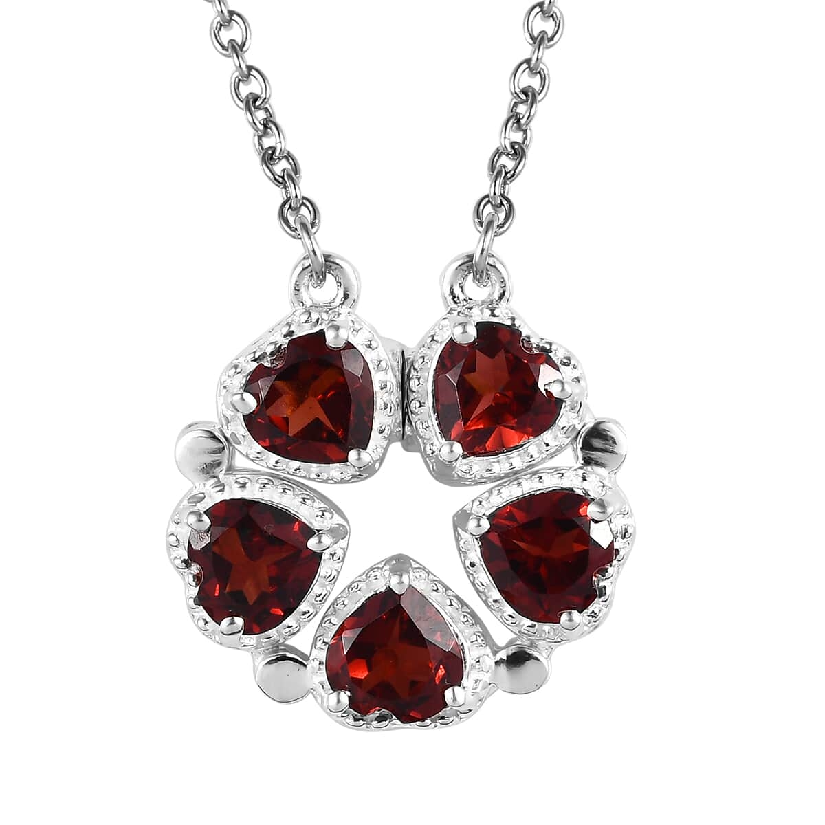 Mozambique Garnet Necklace 18 Inches in Sterling Silver and Stainless Steel 2.65 ctw image number 0