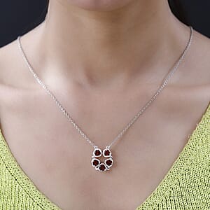 Mozambique Garnet Necklace 18 Inches in Sterling Silver and Stainless Steel 2.65 ctw