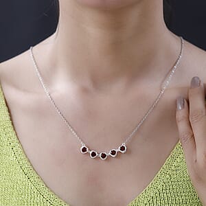 Mozambique Garnet Necklace 18 Inches in Sterling Silver and Stainless Steel 2.65 ctw