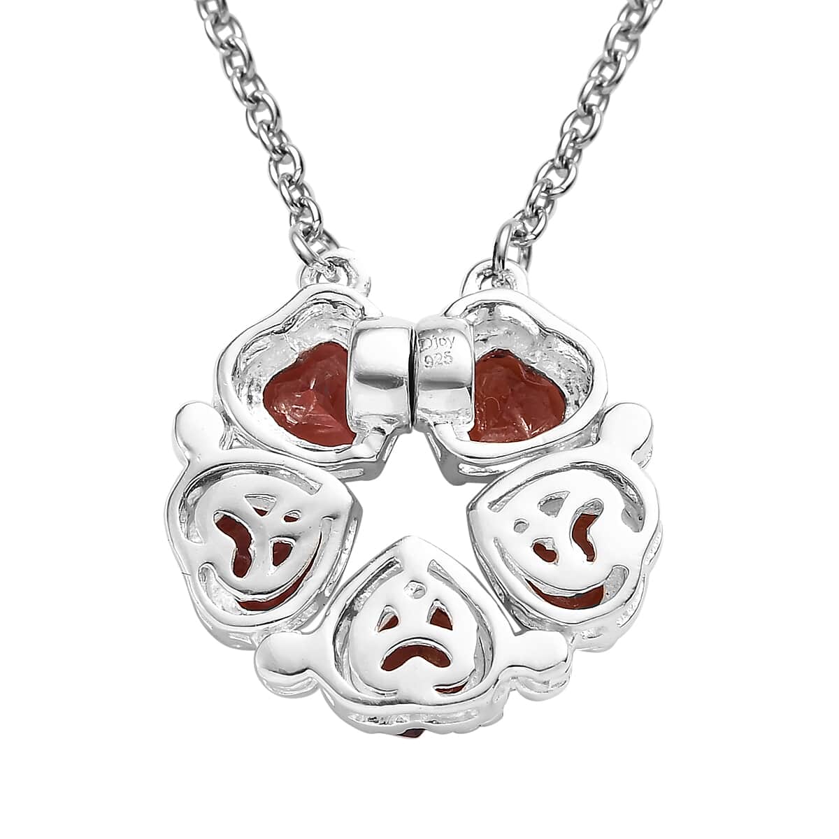 Mozambique Garnet Necklace 18 Inches in Sterling Silver and Stainless Steel 2.65 ctw image number 6
