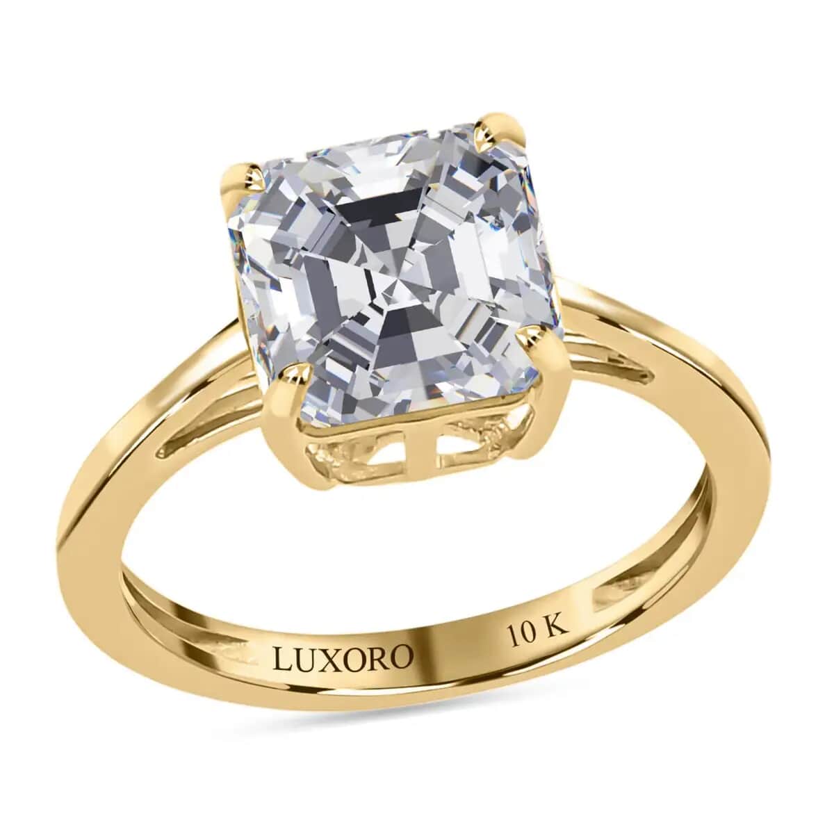 10K Yellow Gold Asscher Cut Moissanite Solitaire Ring (Size 10.0) 2.50 ctw image number 0
