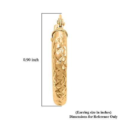 10K Yellow Gold Diamond-cut Hoop Earrings 1.10 Grams