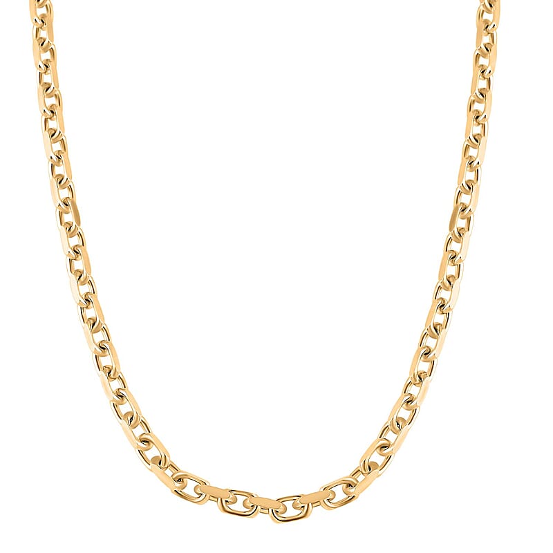 Italian 14K Yellow Gold Over Sterling Silver Power Chain Necklace 22 Inches 40.30 Grams