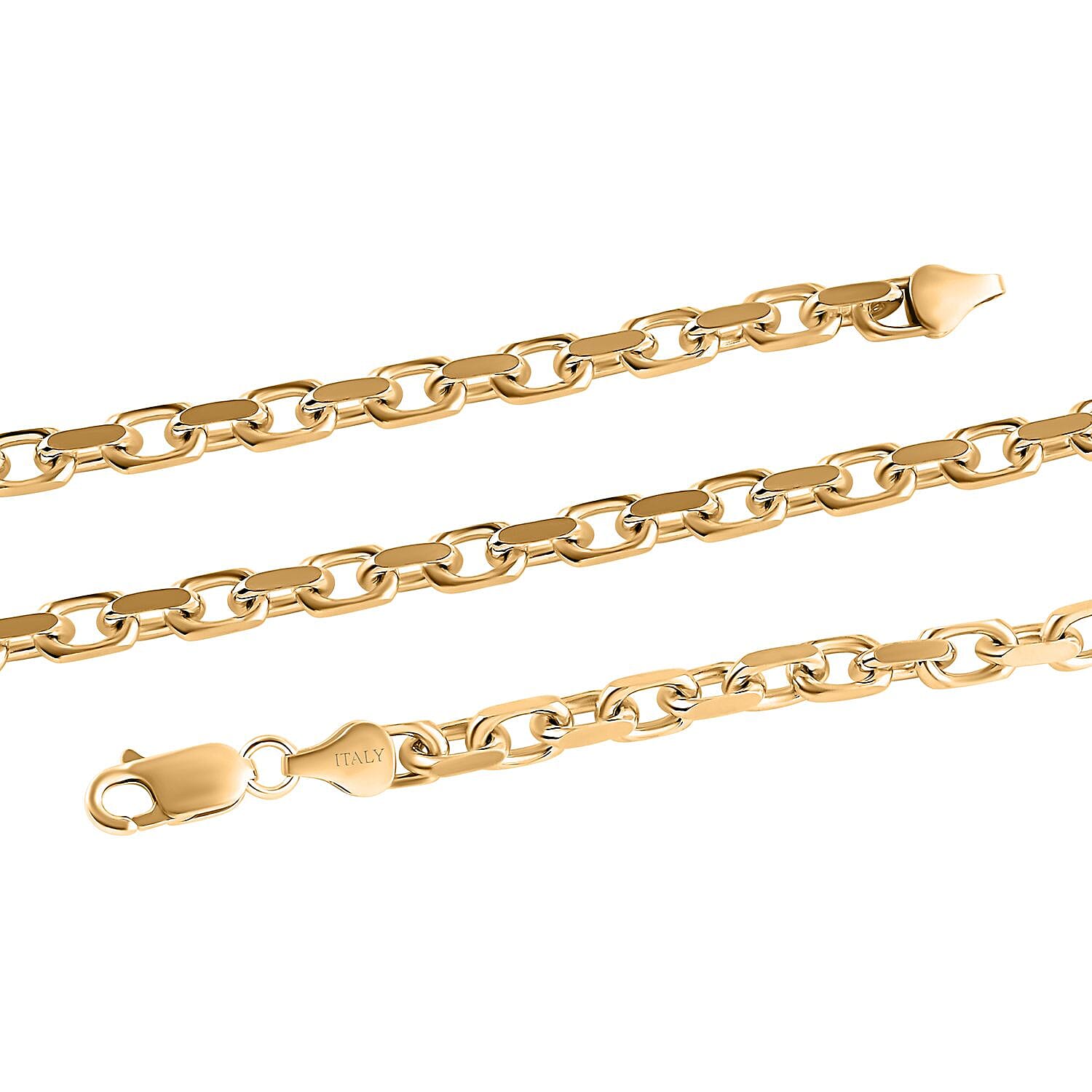 Italian 14K Yellow Gold Over Sterling Silver Power Chain Necklace 22 Inches 40.30 Grams