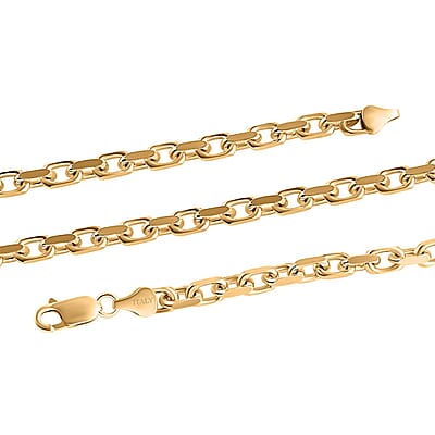 Italian 14K Yellow Gold Over Sterling Silver Power Chain Necklace 22 Inches 40.30 Grams