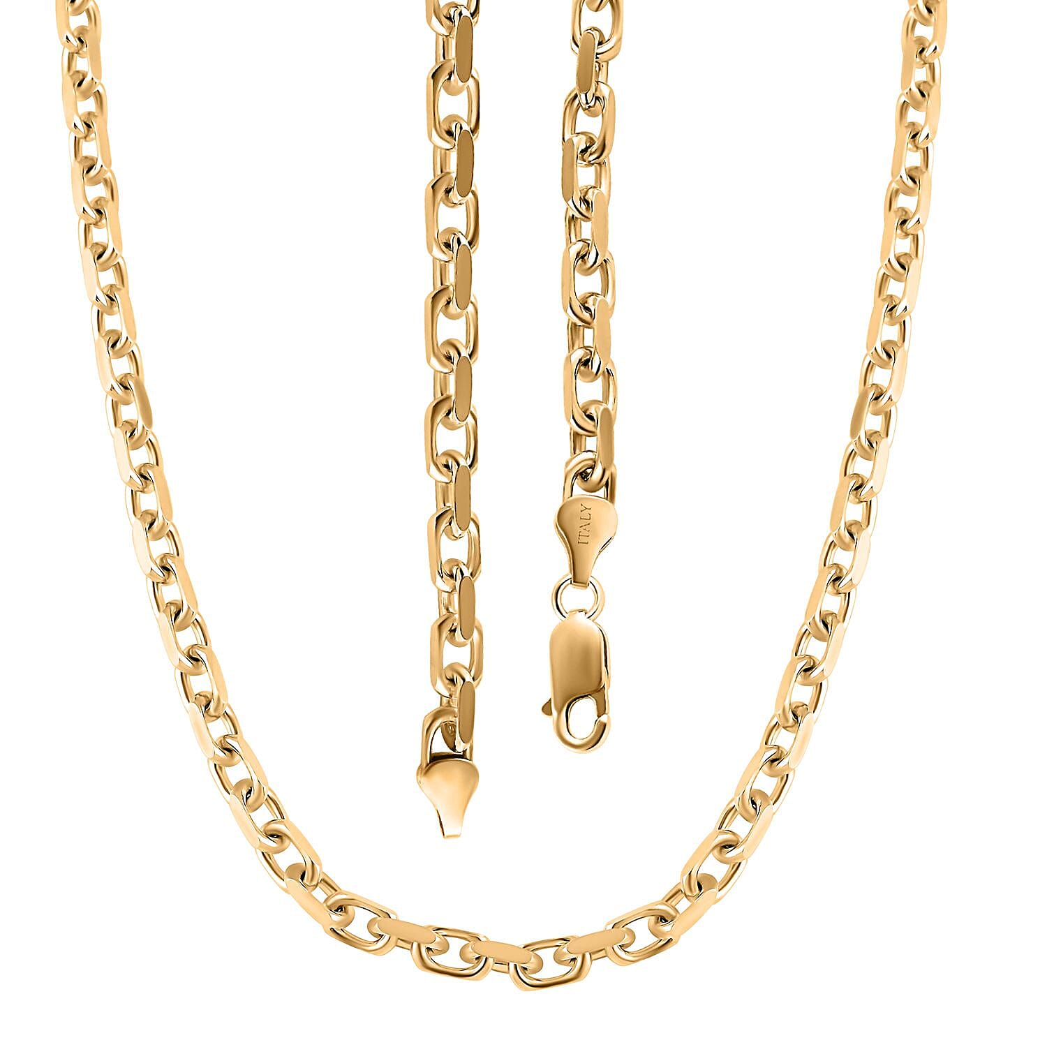 Italian 14K Yellow Gold Over Sterling Silver Power Chain Necklace 22 Inches 40.30 Grams