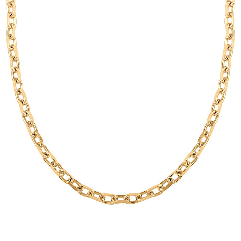 Italian 14K Yellow Gold Over Sterling Silver Power Chain Necklace 20 Inches 21.5 Grams
