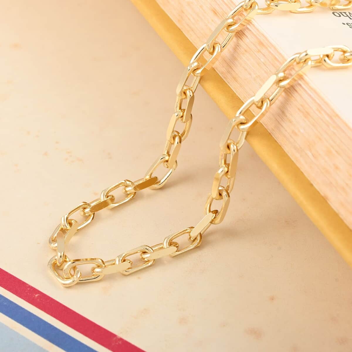 Italian 14K Yellow Gold Over Sterling Silver Power Chain Necklace 20 Inches 21.5 Grams image number 1