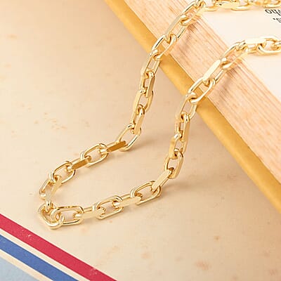Italian 14K Yellow Gold Over Sterling Silver Power Chain Necklace 20 Inches 21.5 Grams