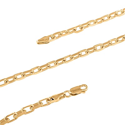 Italian 14K Yellow Gold Over Sterling Silver Power Chain Necklace 20 Inches 21.5 Grams