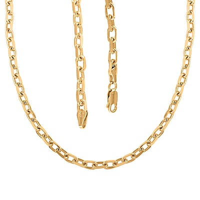 Italian 14K Yellow Gold Over Sterling Silver Power Chain Necklace 20 Inches 21.5 Grams