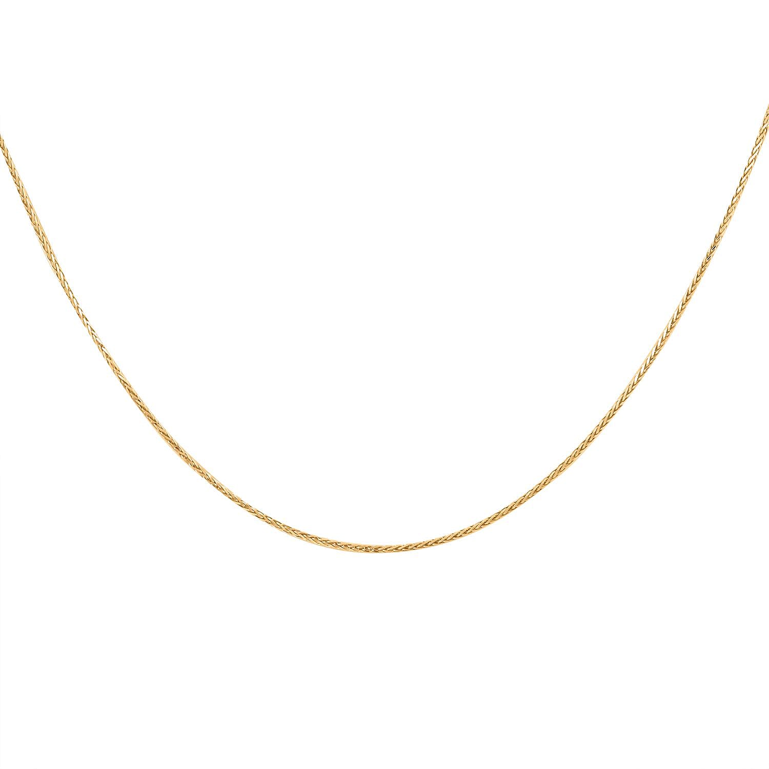 Italian 14K Yellow Gold Over Sterling Silver Wheat Necklace 20 Inches 2.10 Grams
