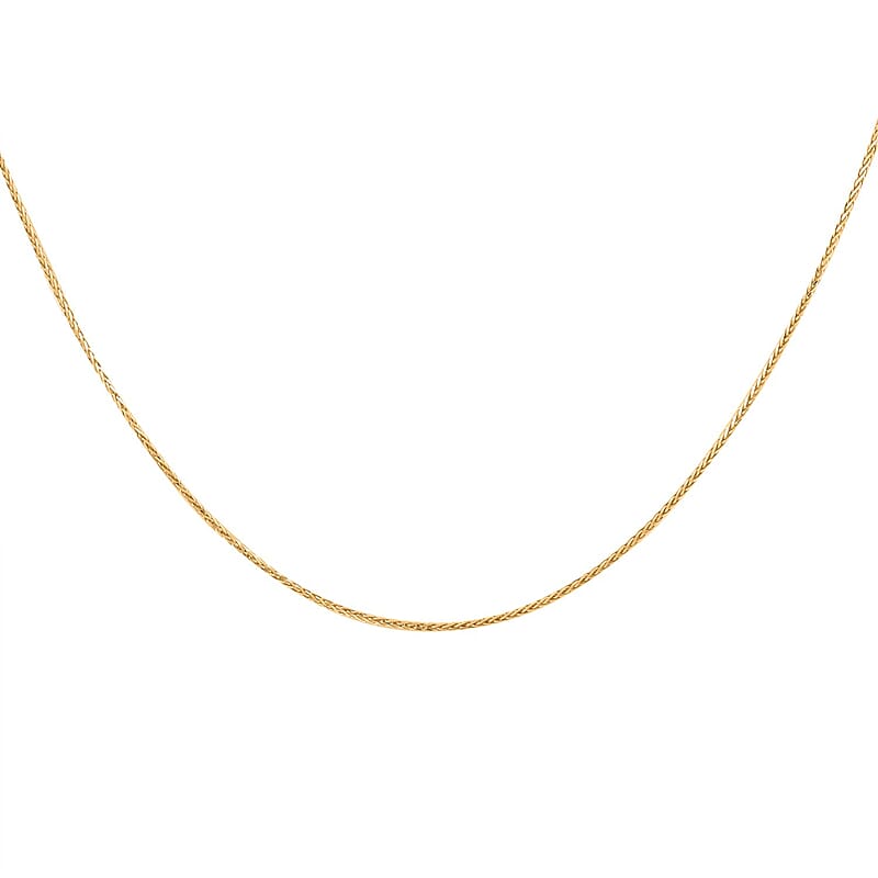 Italian 14K Yellow Gold Over Sterling Silver Wheat Necklace 20 Inches 2.10 Grams