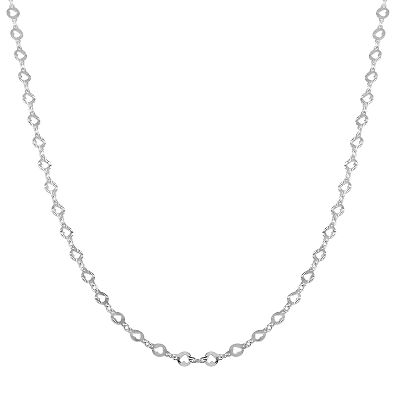 Italian Sterling Silver Heart Necklace 18 Inches 3.90 Grams