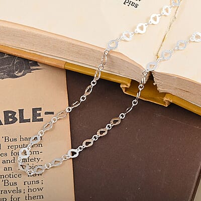 Italian Sterling Silver Heart Necklace 18 Inches 3.90 Grams