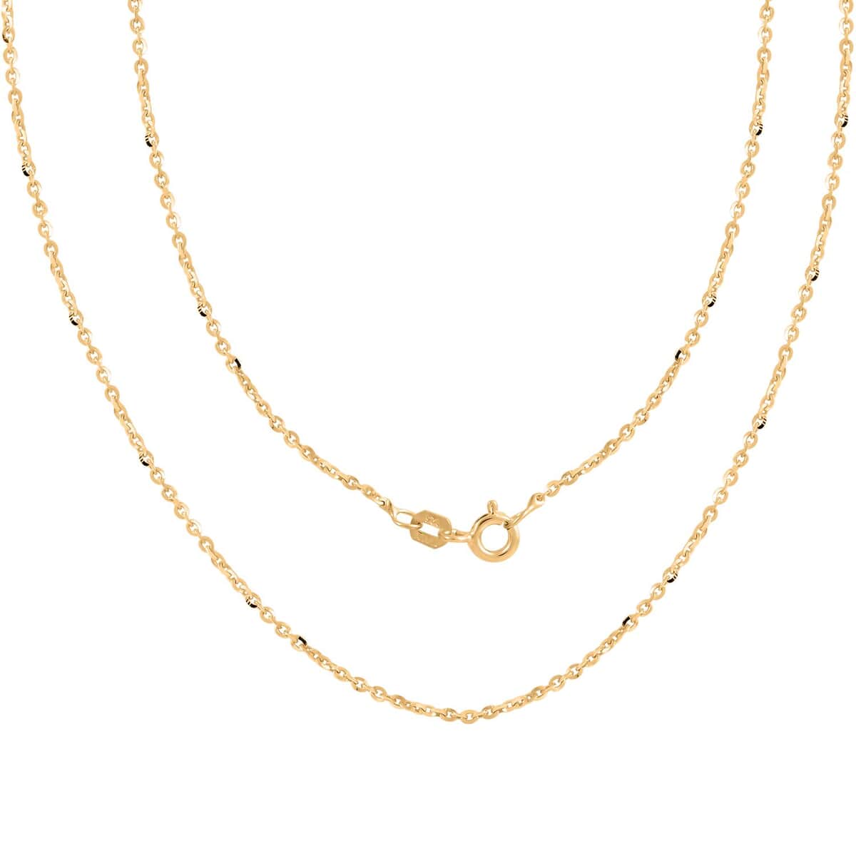 Italian 14K Yellow Gold Over Sterling Silver New Brillantina Chain Necklace 24 Inches 2.70 Grams image number 0