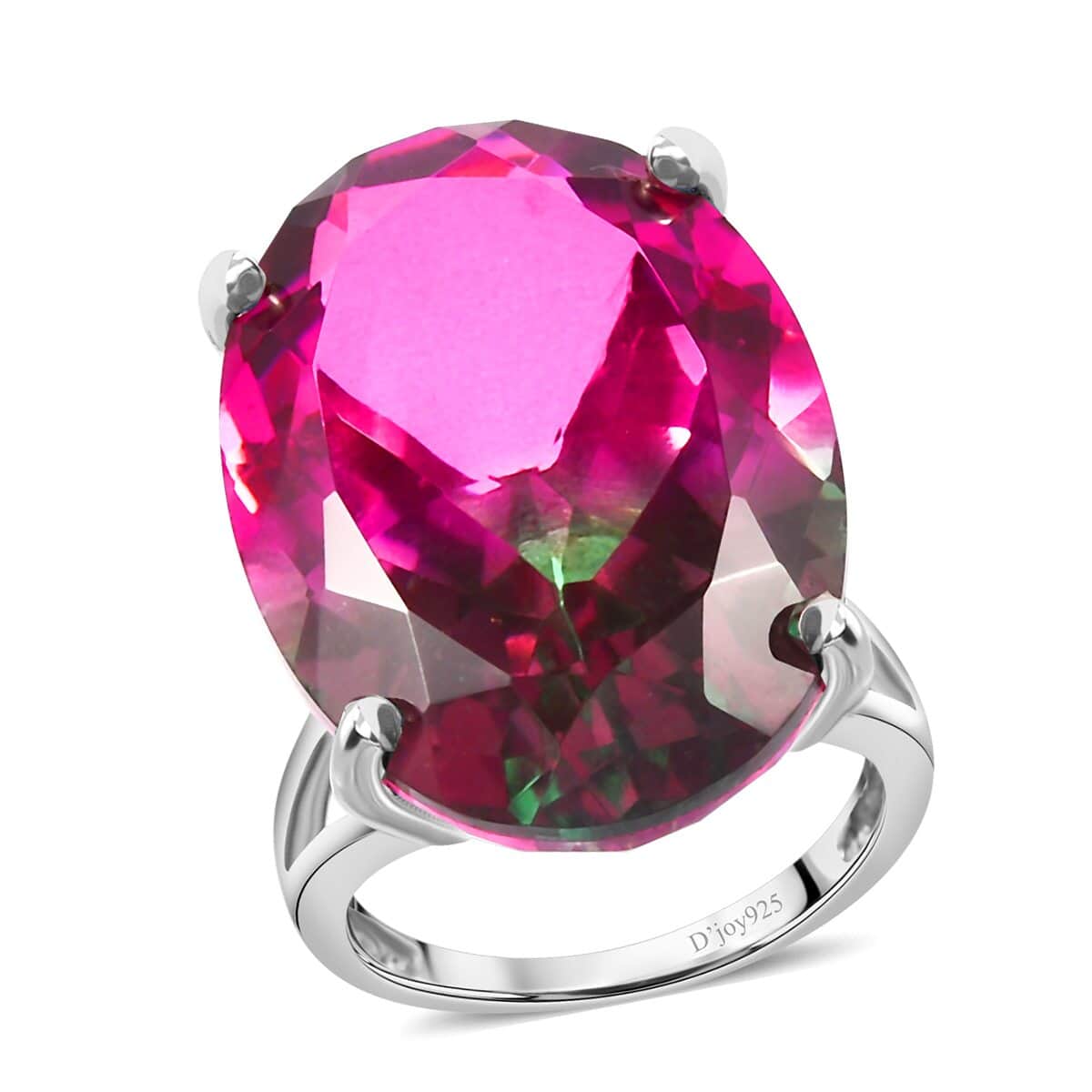 Buy Watermelon Quartz (Triplet) Ring in Platinum Over Sterling Silver