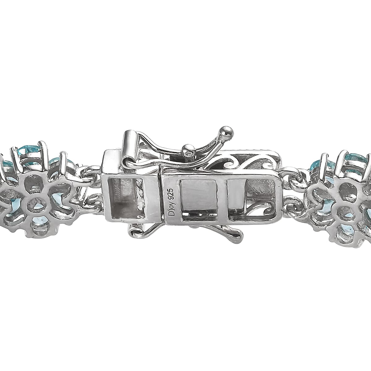 Madagascar Paraiba Apatite Floral Bracelet in Platinum Over Sterling Silver (6.50 In) 20.75 ctw image number 3