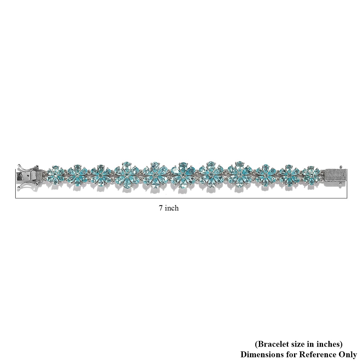 Madagascar Paraiba Apatite Floral Bracelet in Platinum Over Sterling Silver (6.50 In) 20.75 ctw image number 4