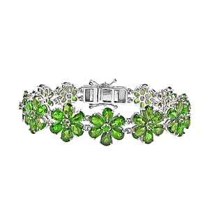 Chrome Diopside Floral Bracelet in Platinum Over Sterling Silver (6.50 In) 19.00 ctw