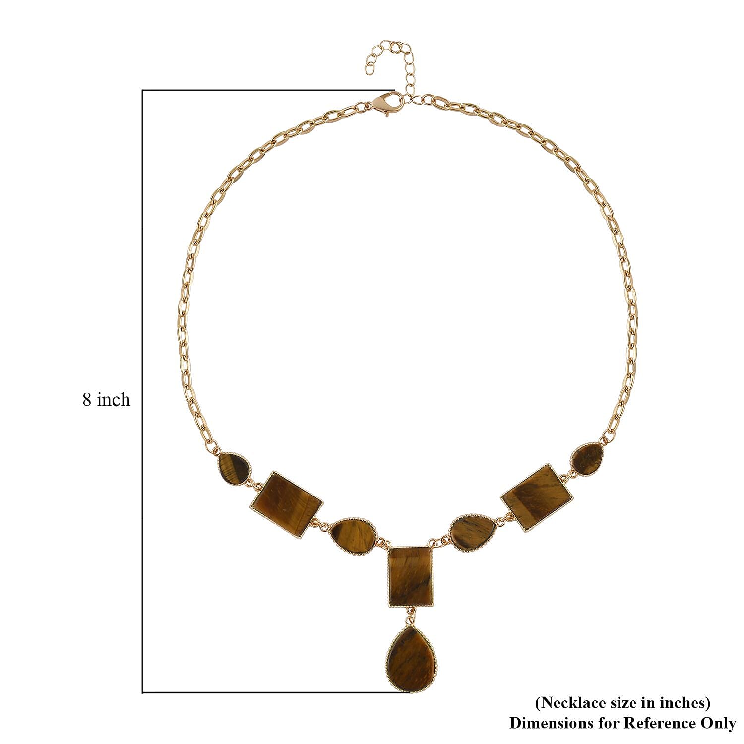 Yellow Tigers Eye Necklace 18-20 Inches in Goldtone 45.50 ctw