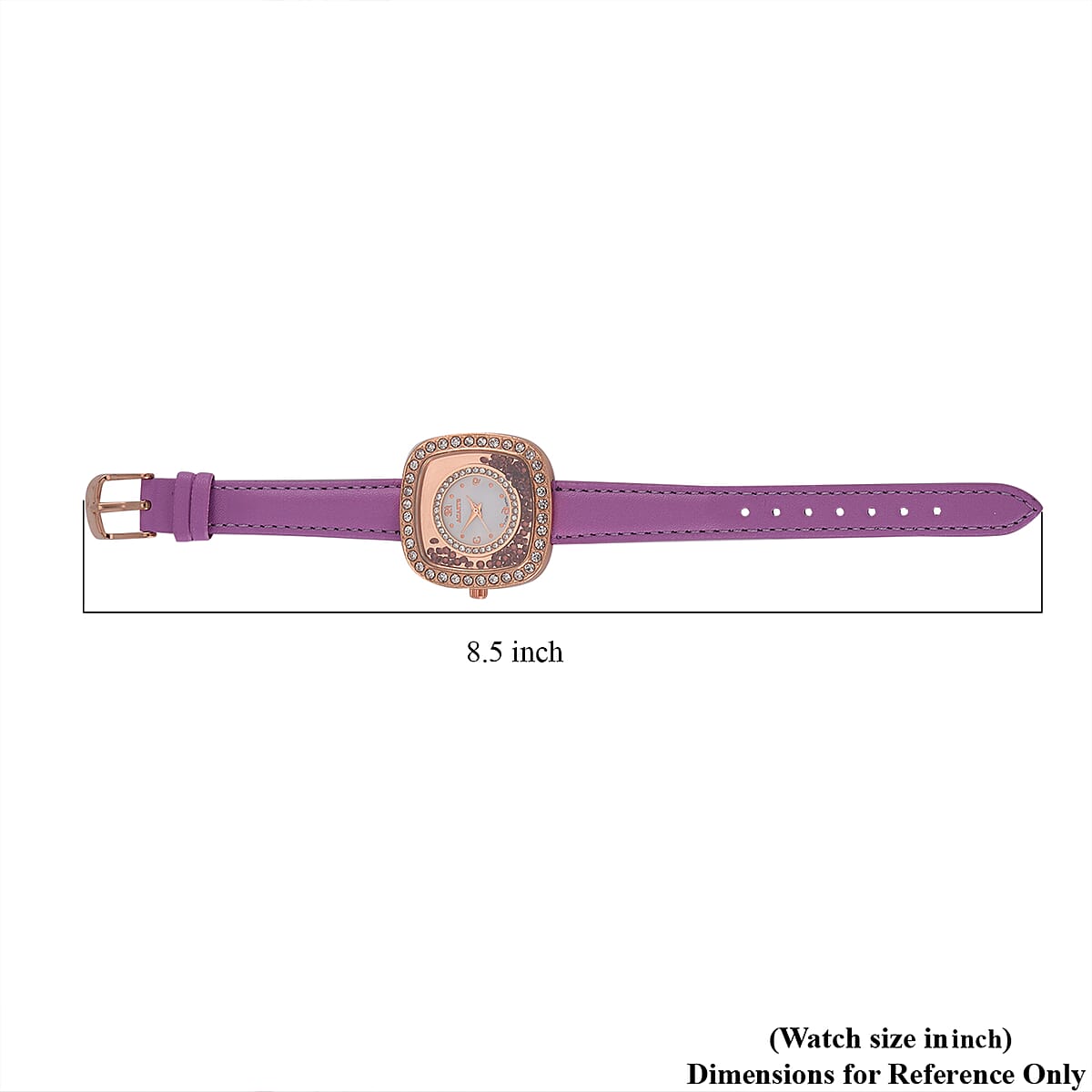 Strada Moving Purple and White Austrian Crystal Japanese Movement Watch with Purple Faux Leather image number 7