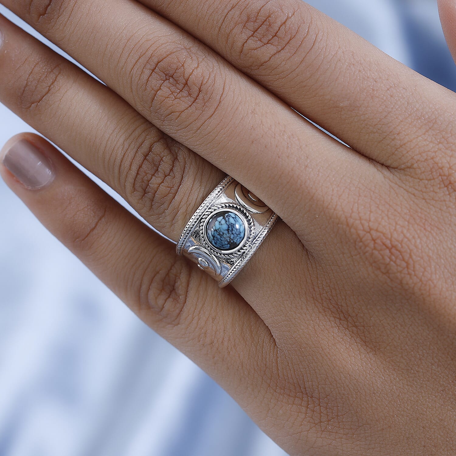 Artisan Crafted Blue Moon Turquoise Ring in Sterling Silver (Size 10.0) 1.35 ctw
