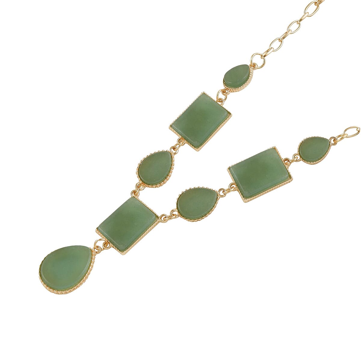 Green Aventurine Necklace 18-20 Inches in Goldtone 45.50 ctw image number 2