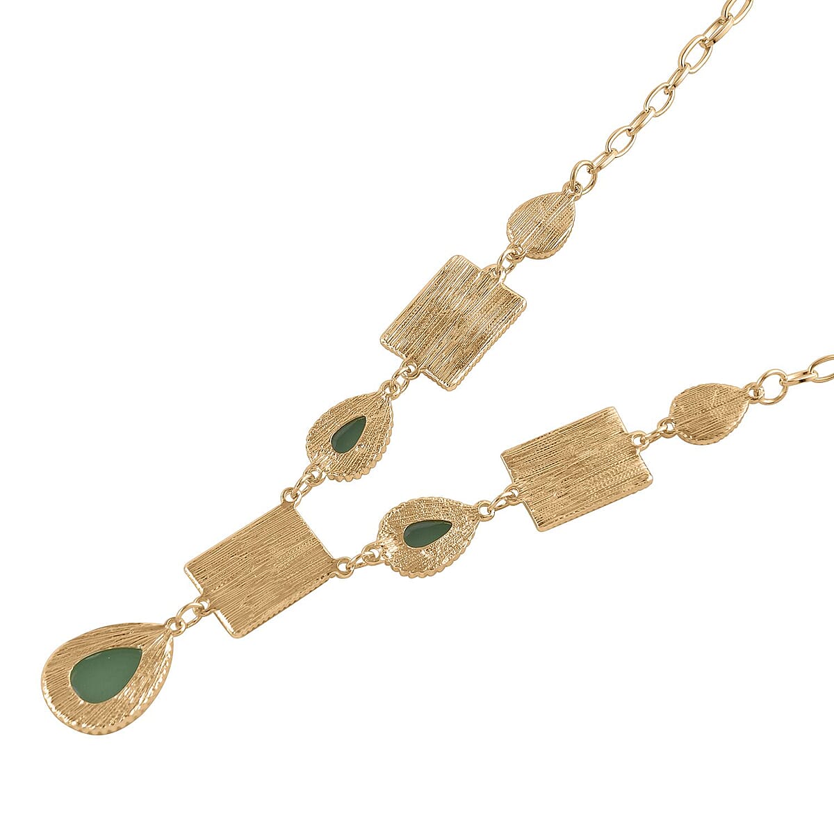 Green Aventurine Necklace 18-20 Inches in Goldtone 45.50 ctw image number 3